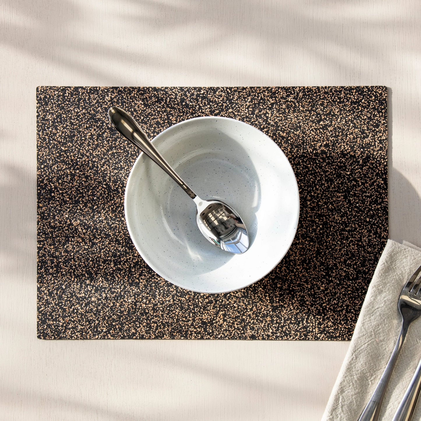 Dash Recycled Rubber & Cork Rectangle Placemats | Rectangle Set of 8 Plus 2 Sets of Free Coasters