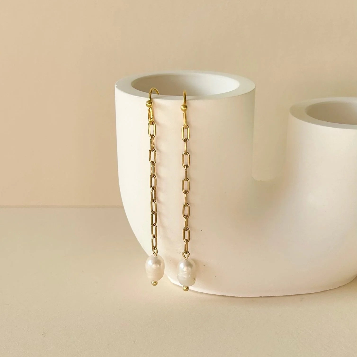 Pearl Chain Earrings | BespokeAli Studio