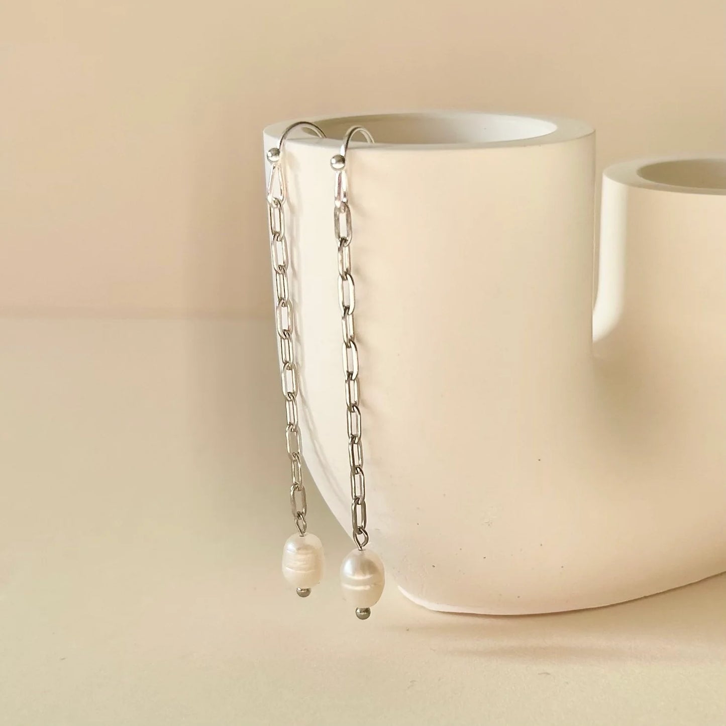 Pearl Chain Earrings | BespokeAli Studio