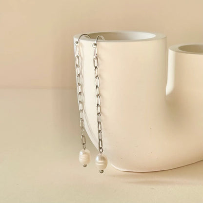 Pearl Chain Earrings | BespokeAli Studio