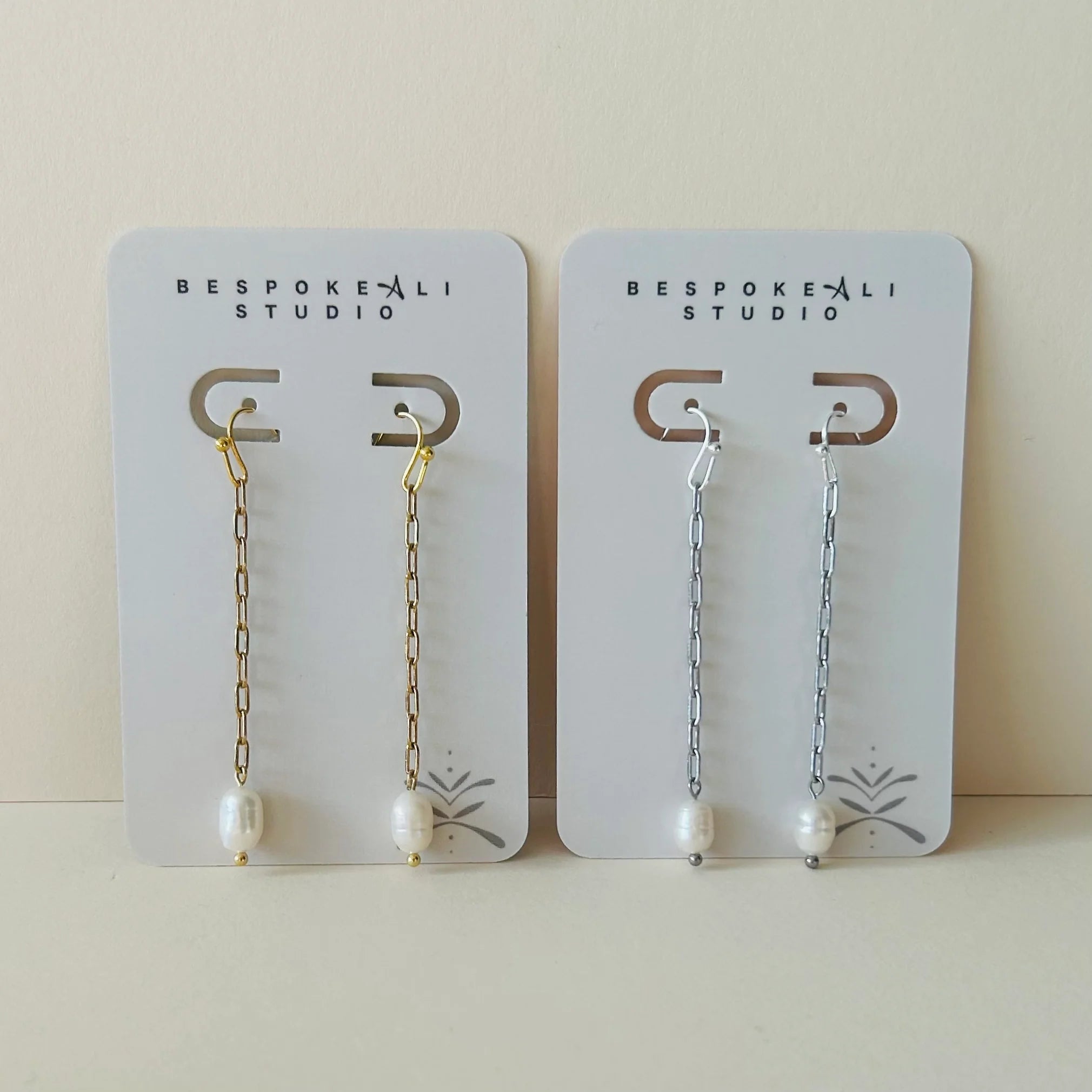 Pearl Chain Earrings | BespokeAli Studio