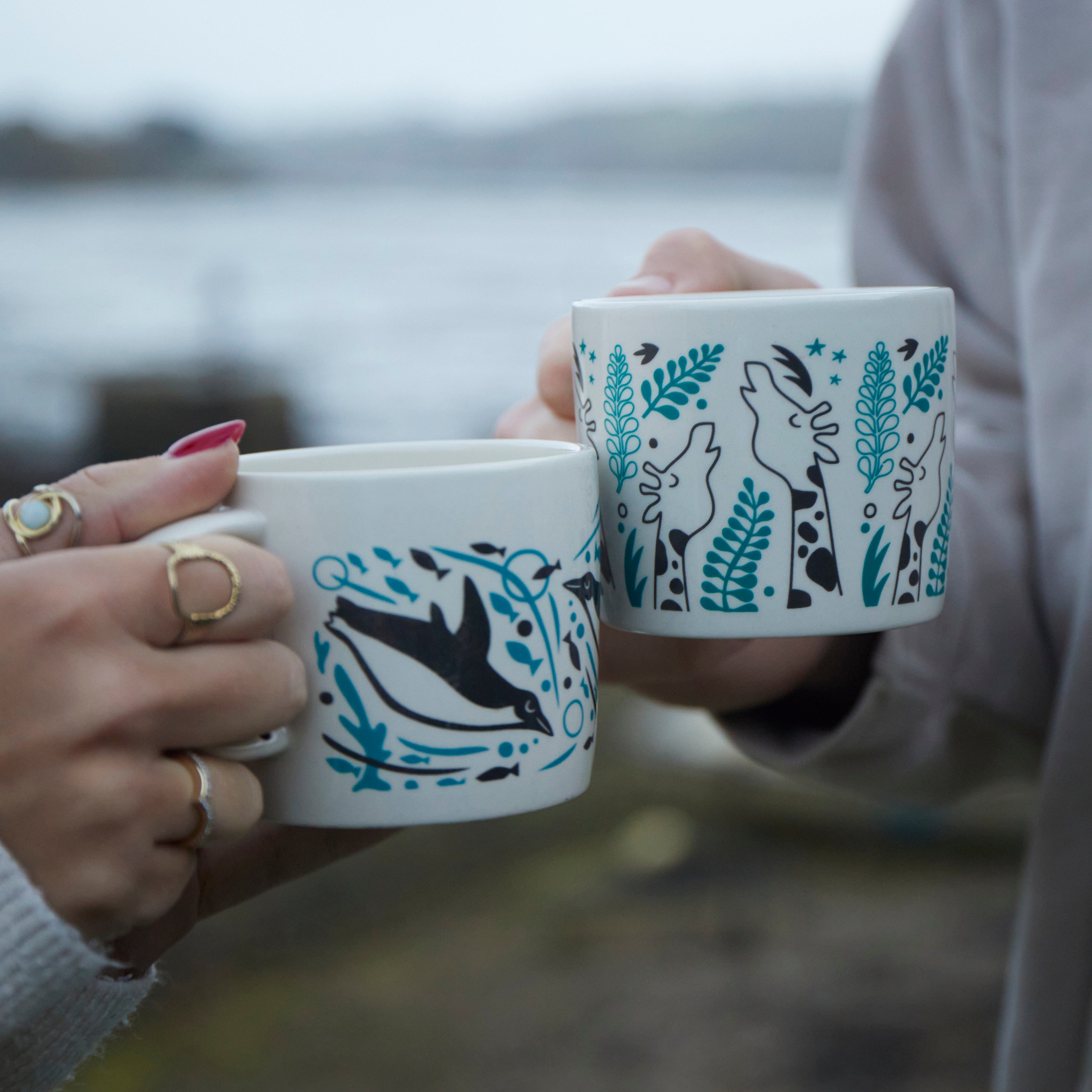 Stoneware Mug | Swimming Penguins