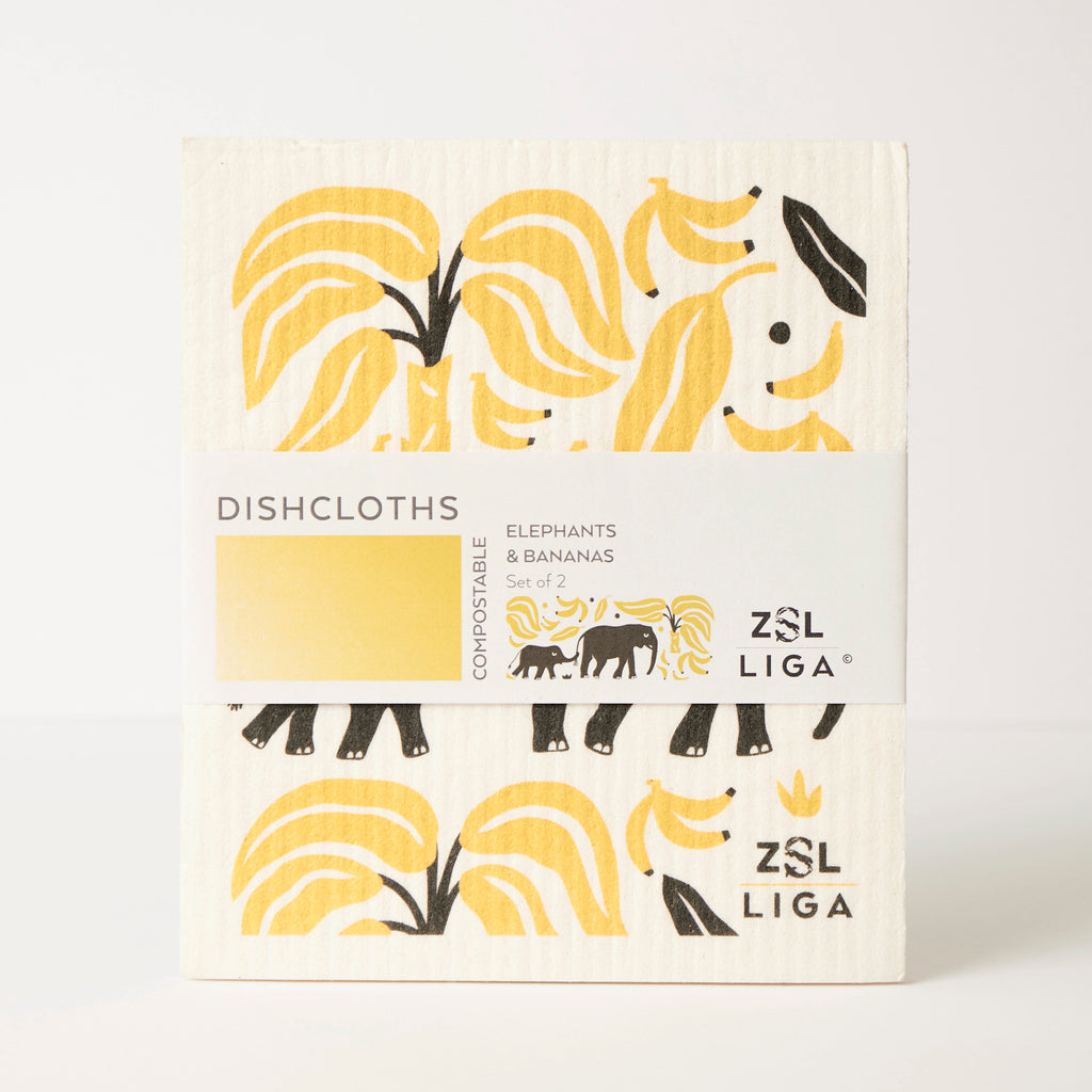Elephants & Bananas  | Cork and Tile Trivet, Tea Towel and Dishcloths