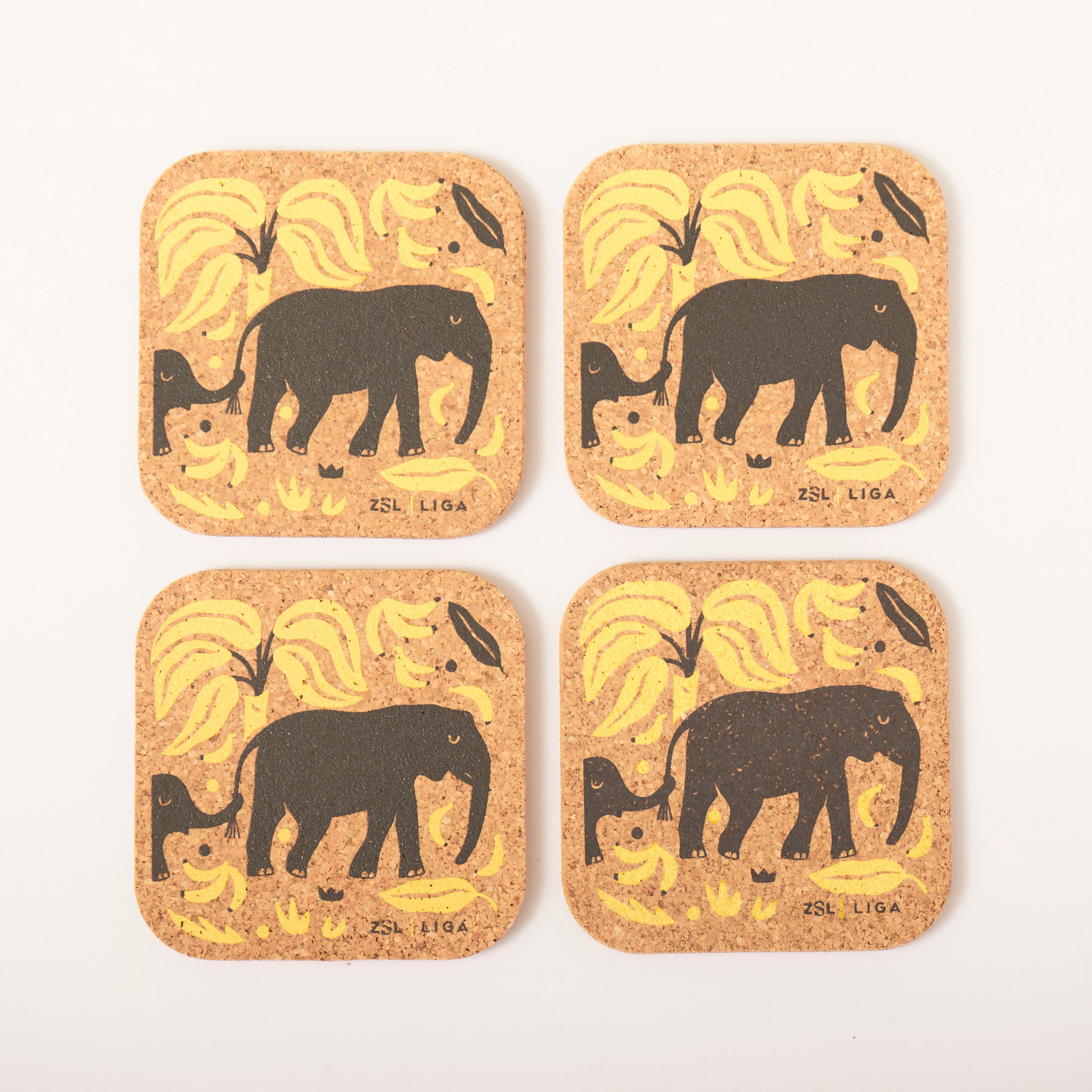 Cork Coasters  | Elephant & Bananas