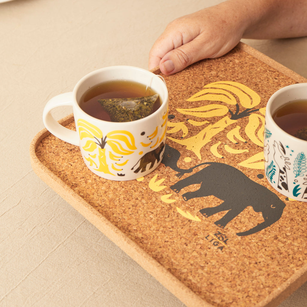 Cork Tray | Elephant & Bananas