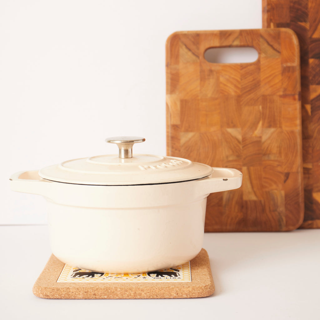 Elephants & Bananas  | Cork and Tile Trivet, Tea Towel and Dishcloths