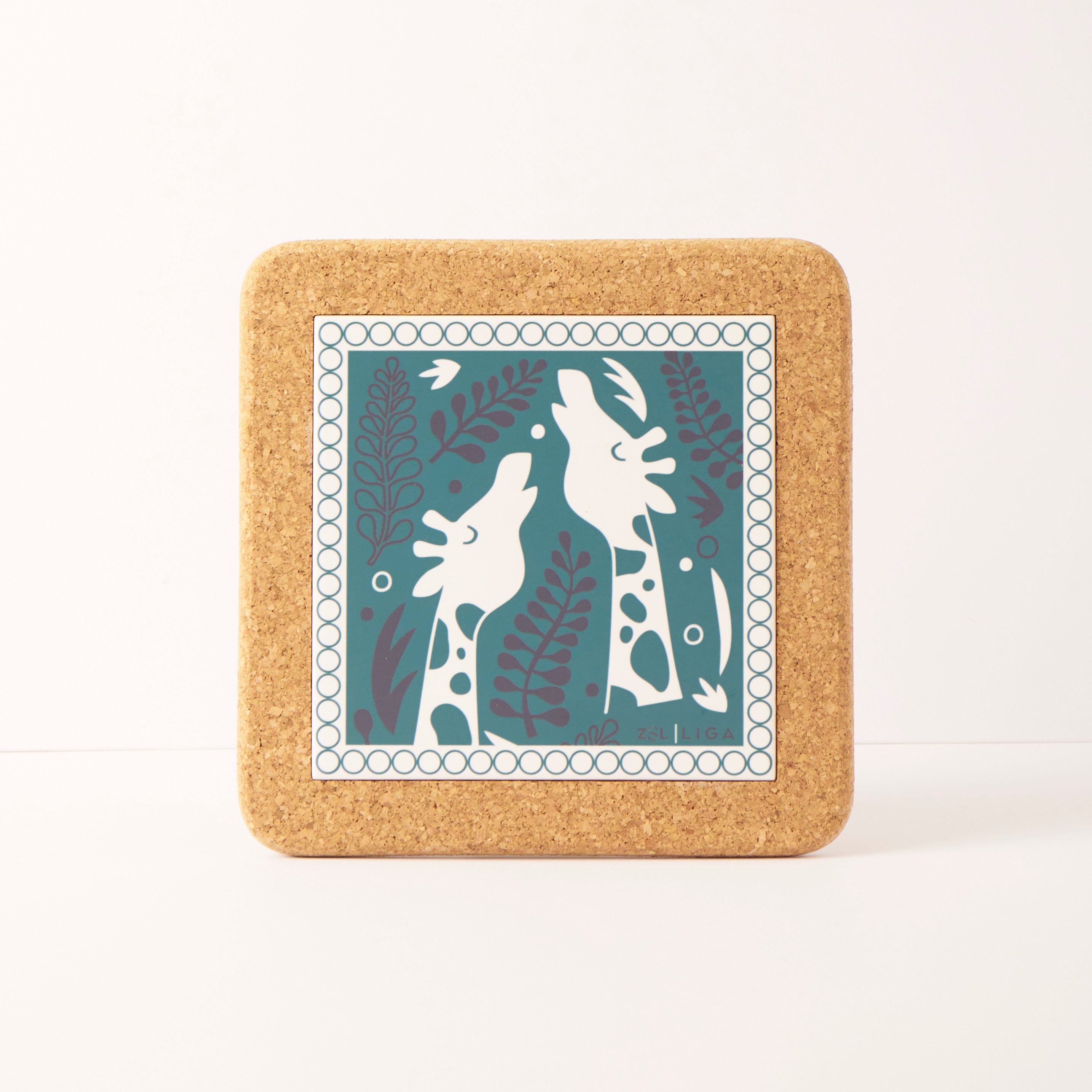 Cork and Tile Trivet | Giraffes