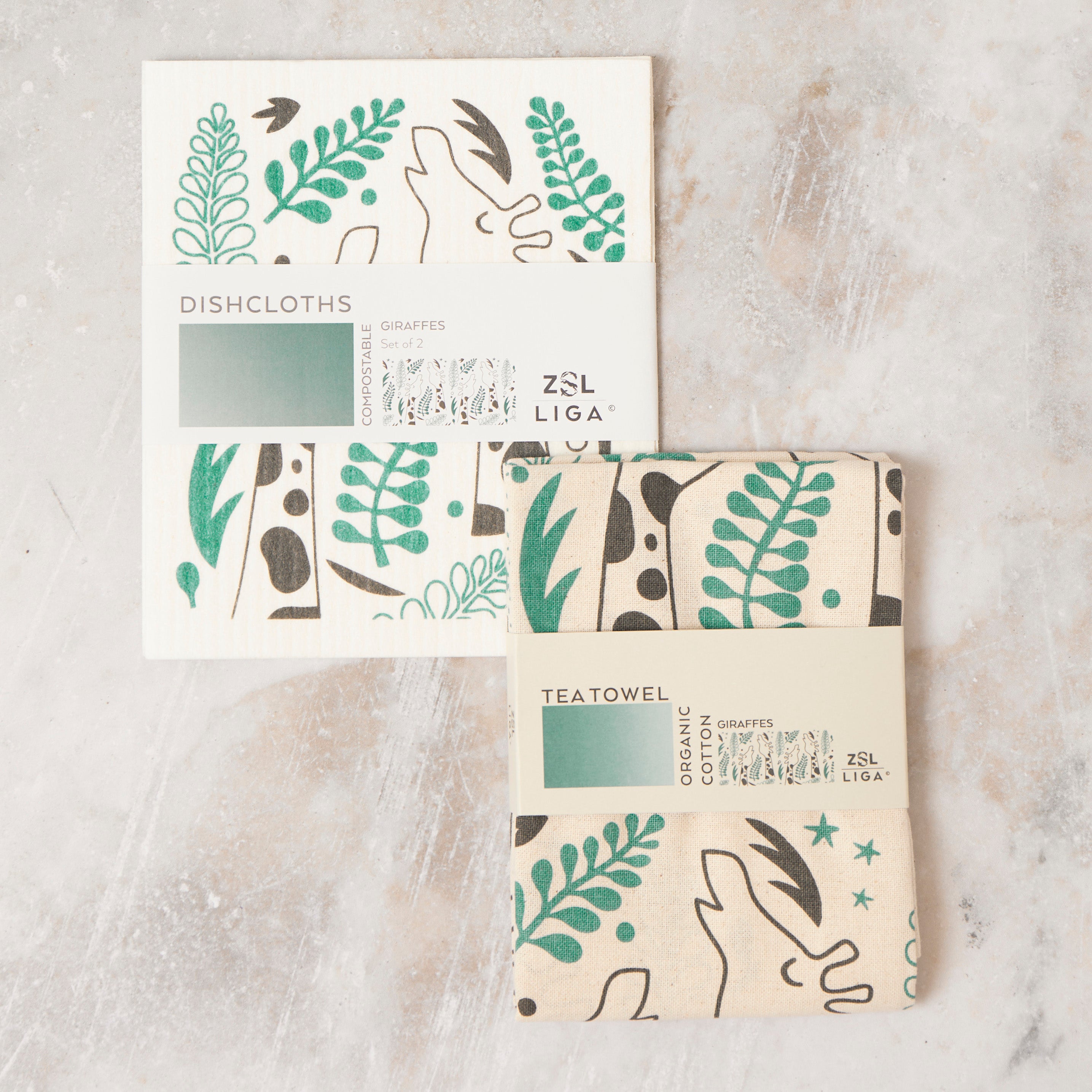 Giraffes  | Cork and Tile Trivet, Tea Towel and Dishcloths