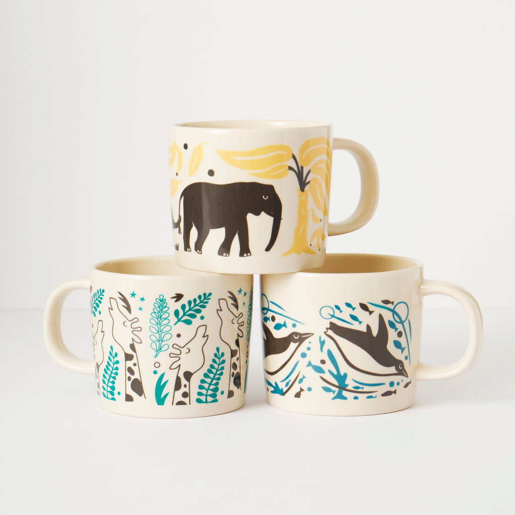 Set of three ZSL Animal Mugs