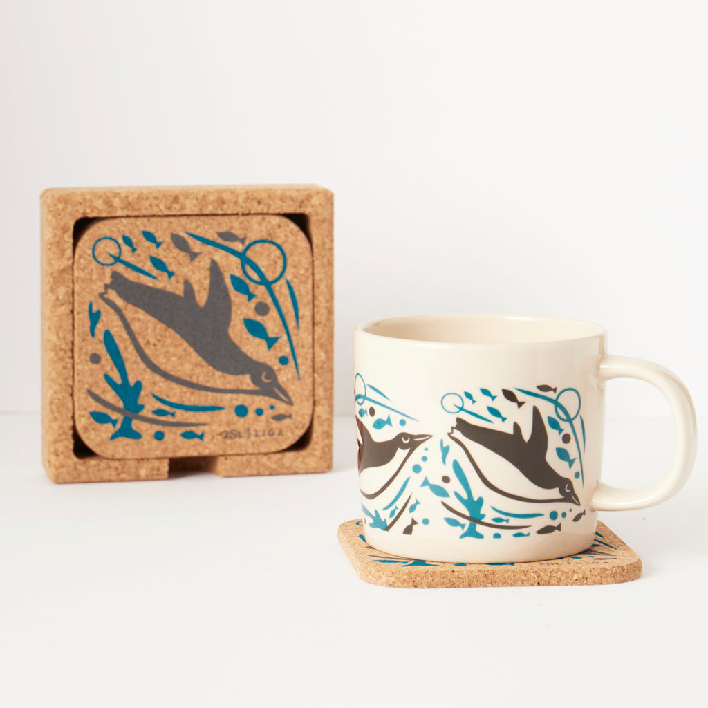Cork Coasters | Swimming Penguins