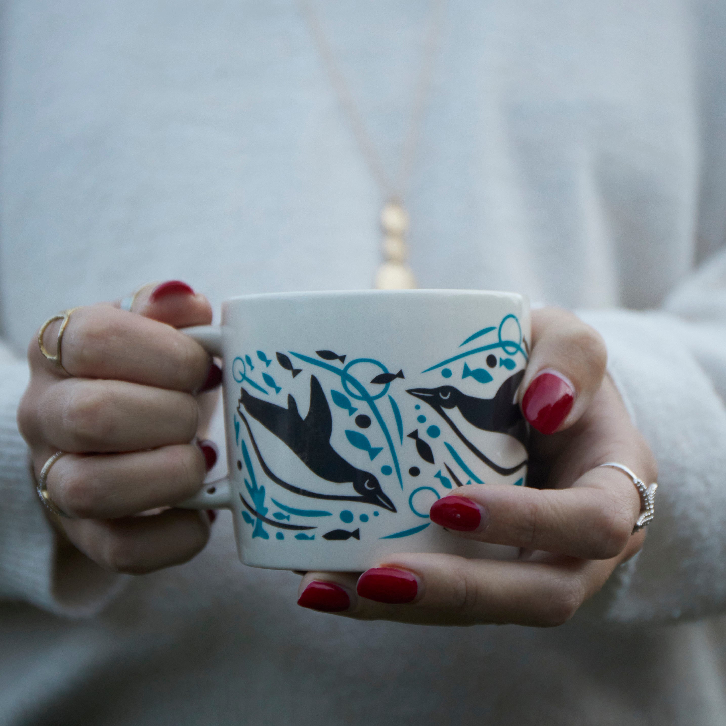 Stoneware Mug | Swimming Penguins