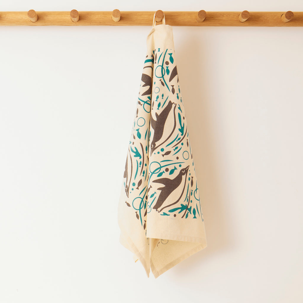 Organic Tea Towel | Swimming Penguins