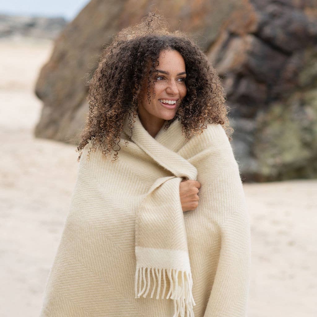 Herringbone Wool Blanket | Sand Dune