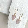 Rose Quartz Heart Gold Plated Earrings