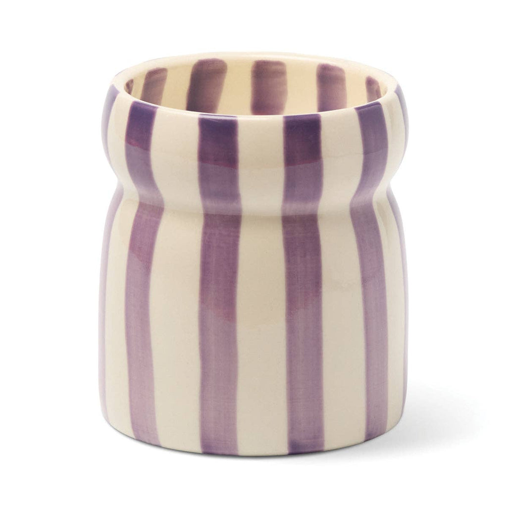 Cabana Purple Striped Ceramic Candle | Waikiki Waters