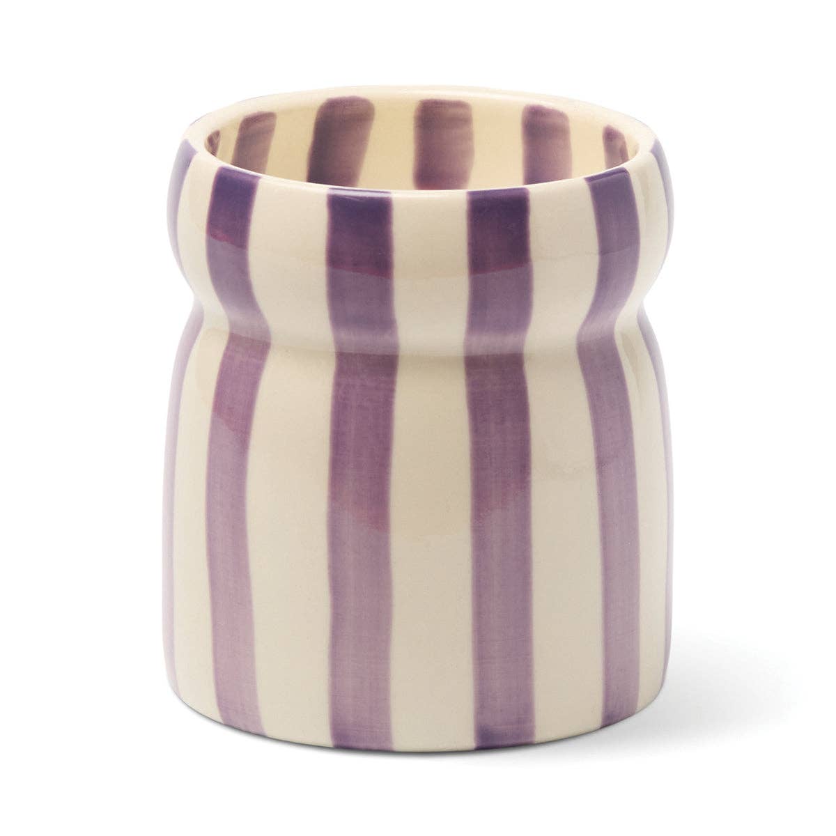 Cabana Purple Striped Ceramic Candle | Waikiki Waters