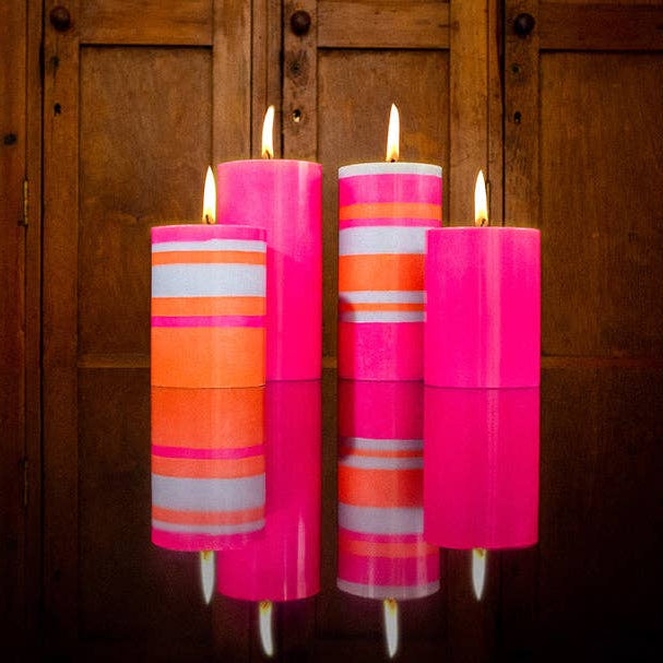 Orange Flame Pillar Candle | British Colour Standard