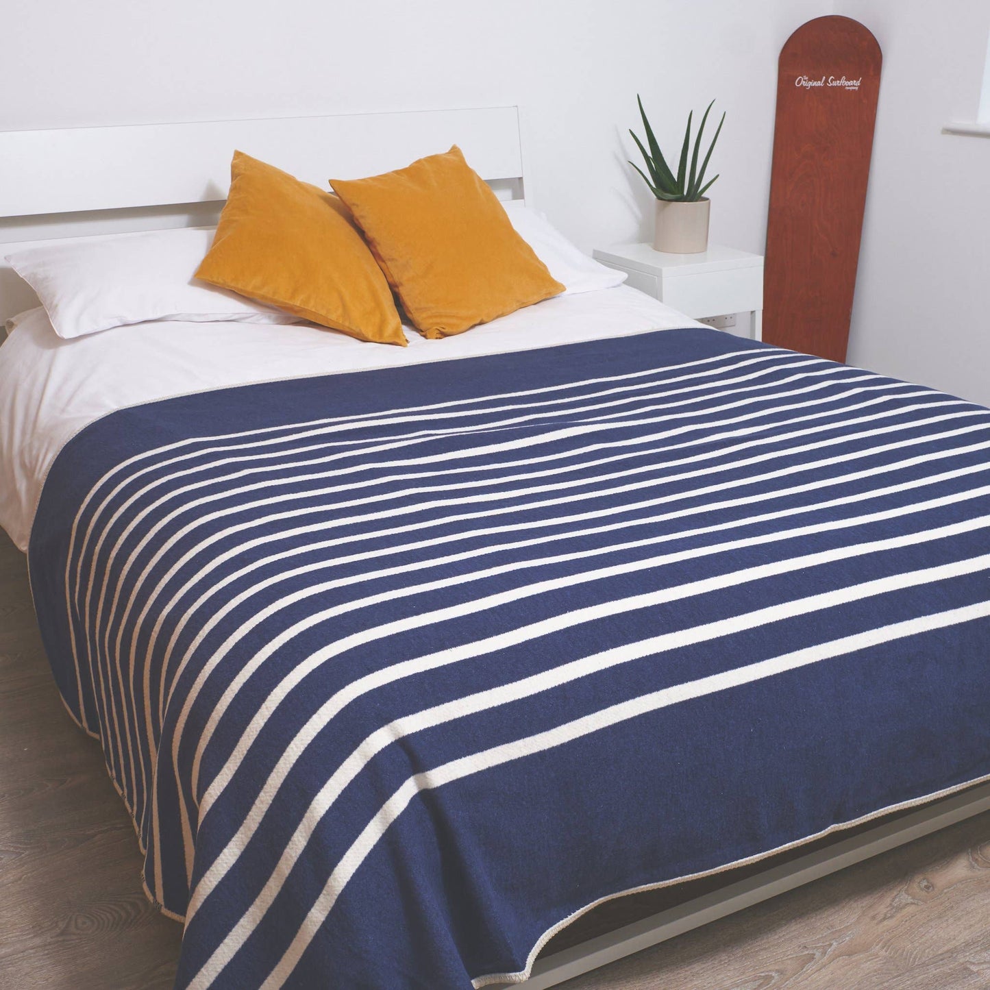 Recycled Cotton Blanket | Navy Stripe