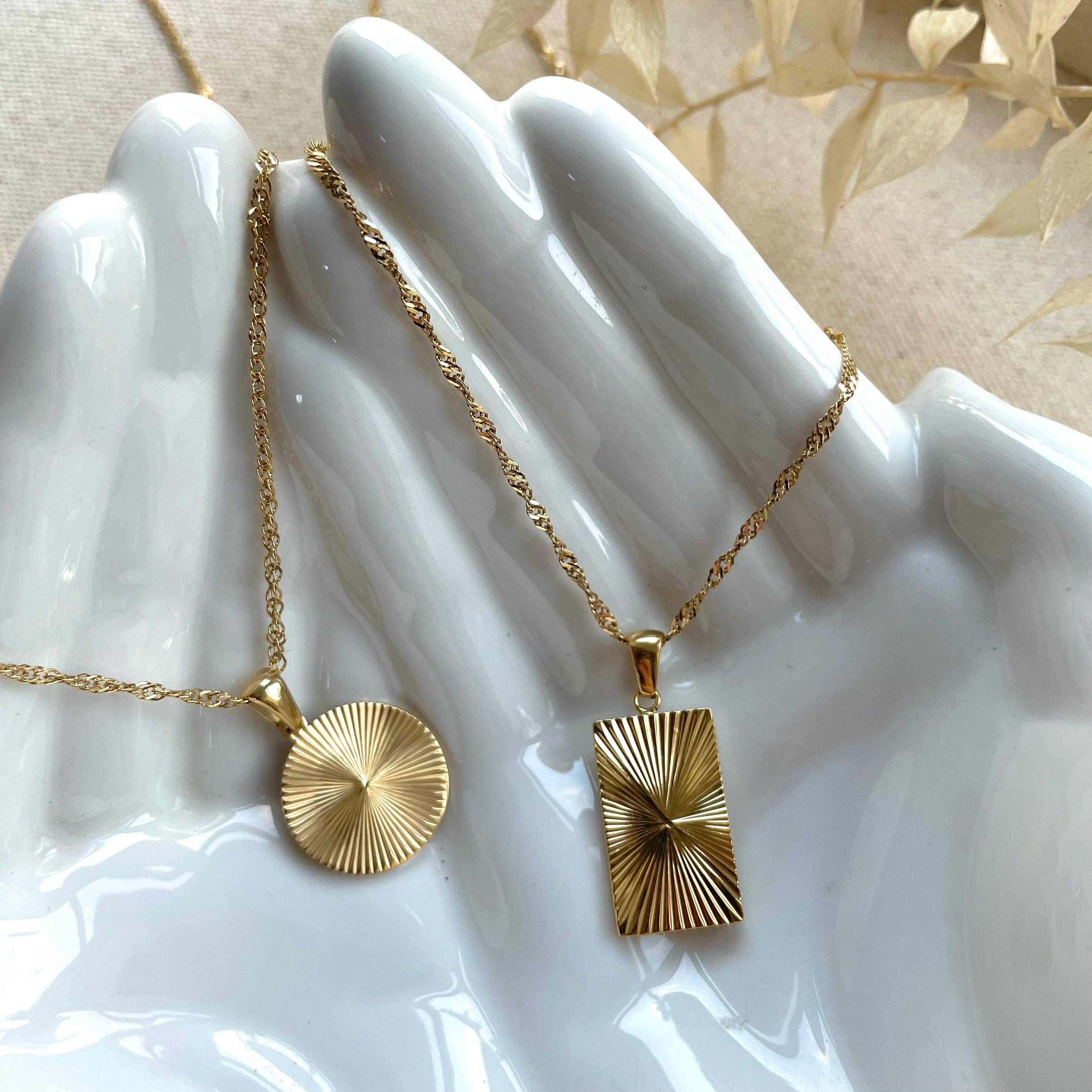 Sunrise Waterproof Pendant Necklace | Rectangle