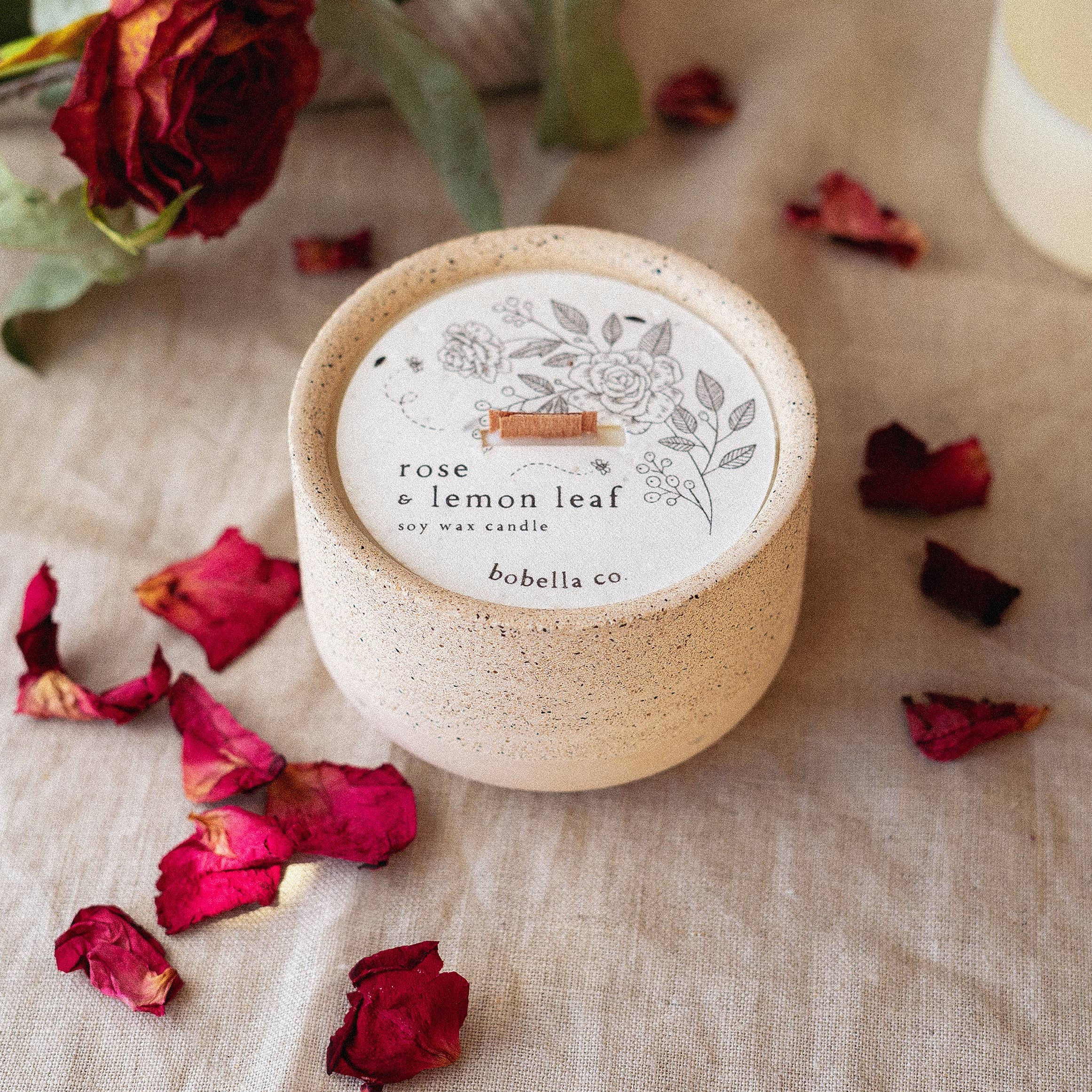 Rose & Lemon Leaf Soy Wax Candle | Limited Edition
