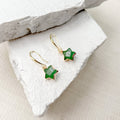 Aventurine Star Gold Plated Earrings