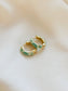 Floral Enamel Hoop Earrings | Mint