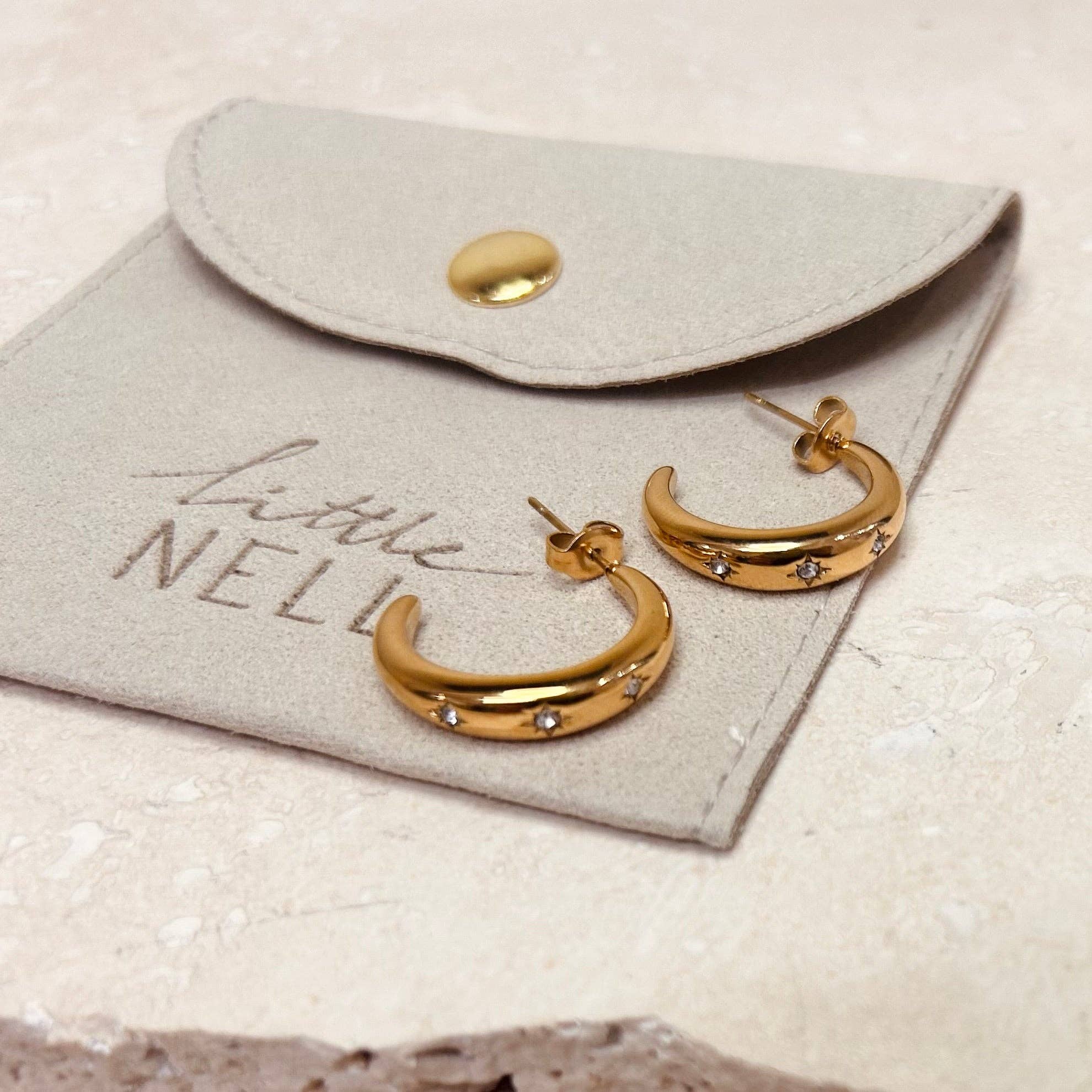 Everyday Embossed Star Hoops
