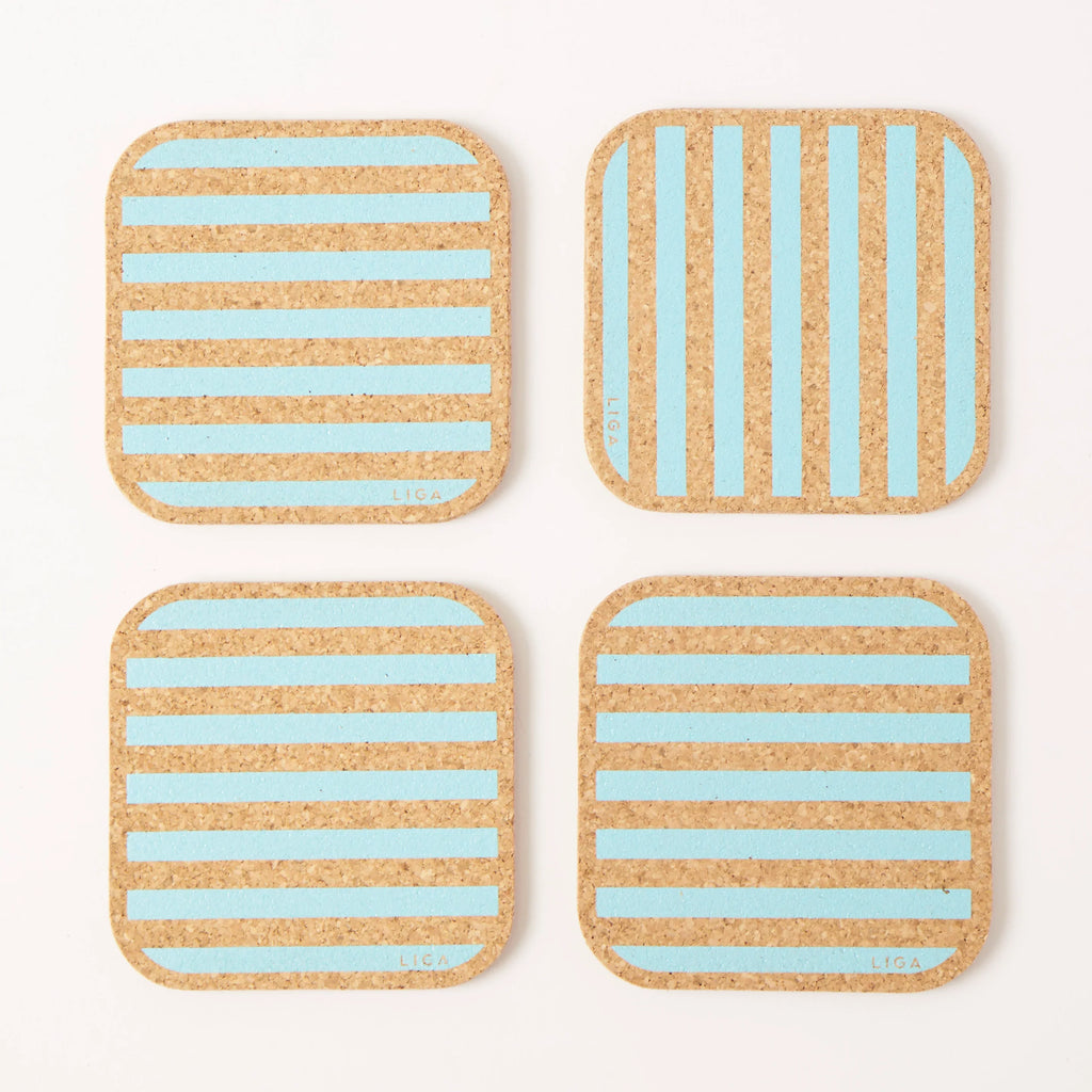 Cork Coasters | Candy Stripes - Blue