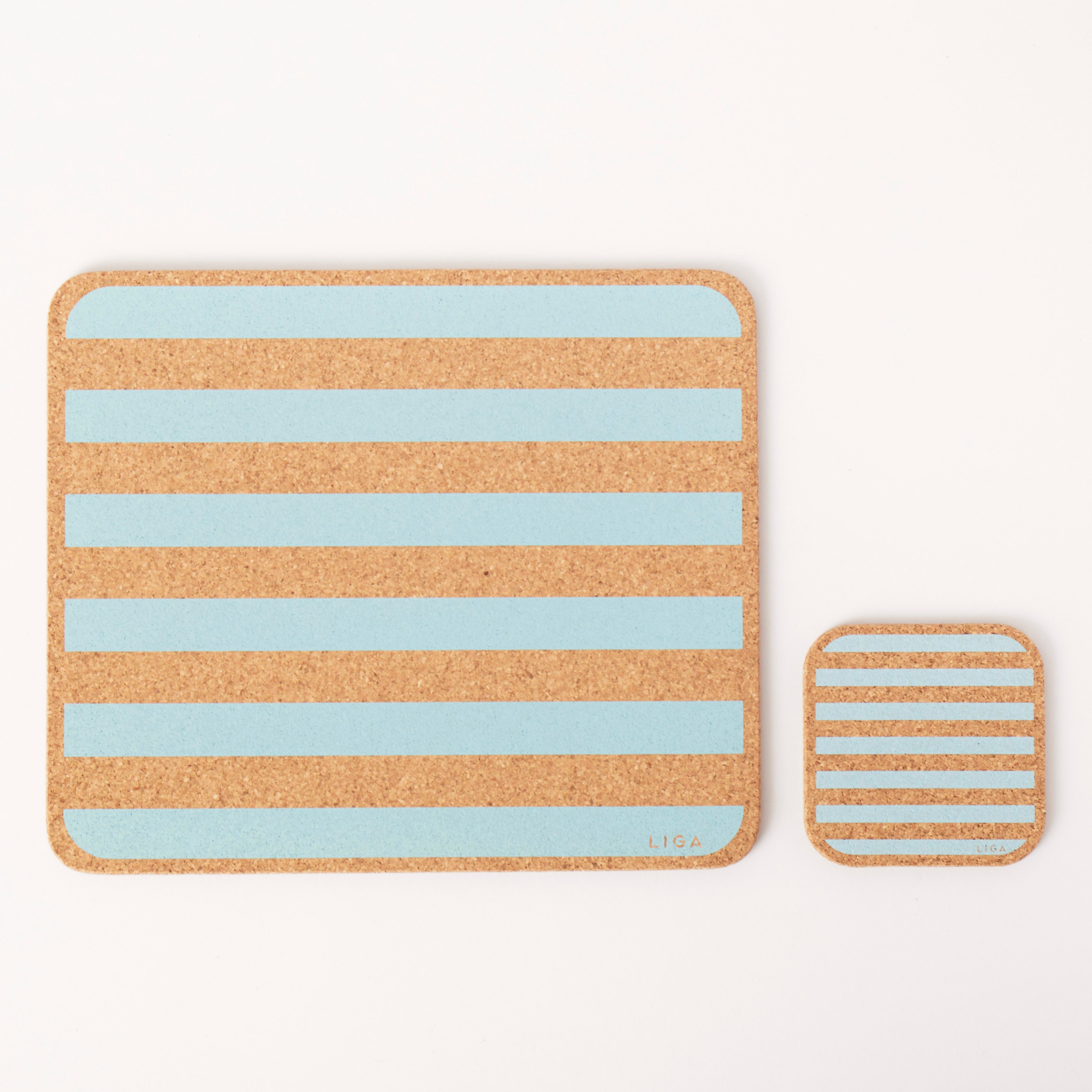 Cork Coasters | Candy Stripes - Blue