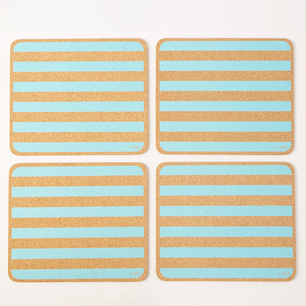 Cork Placemats | Candy Stripes - Blue