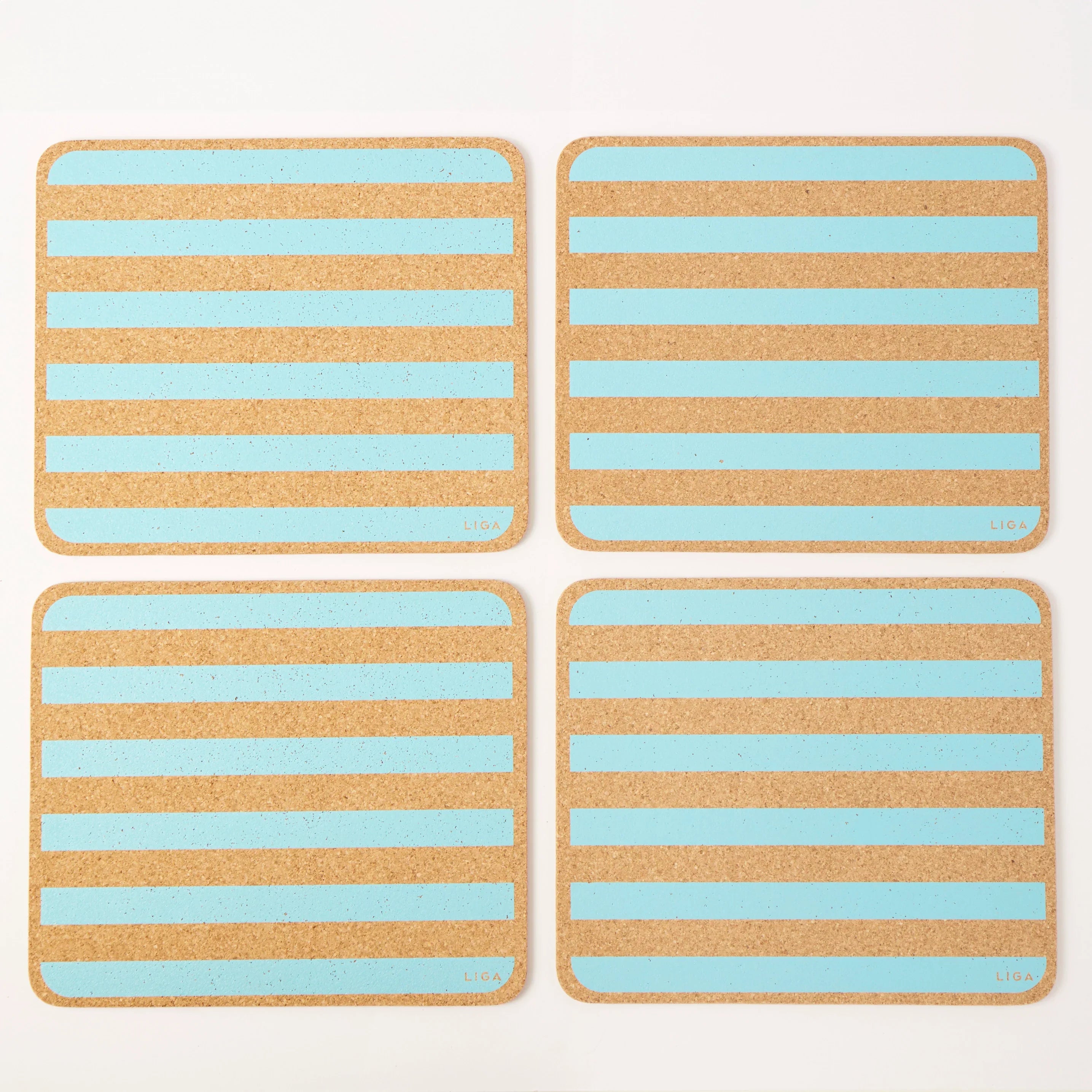Cork Placemats | Candy Stripes - Blue