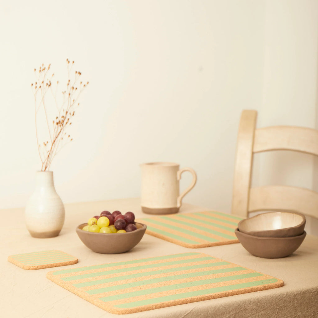 Cork Coasters | Candy Stripes - Green