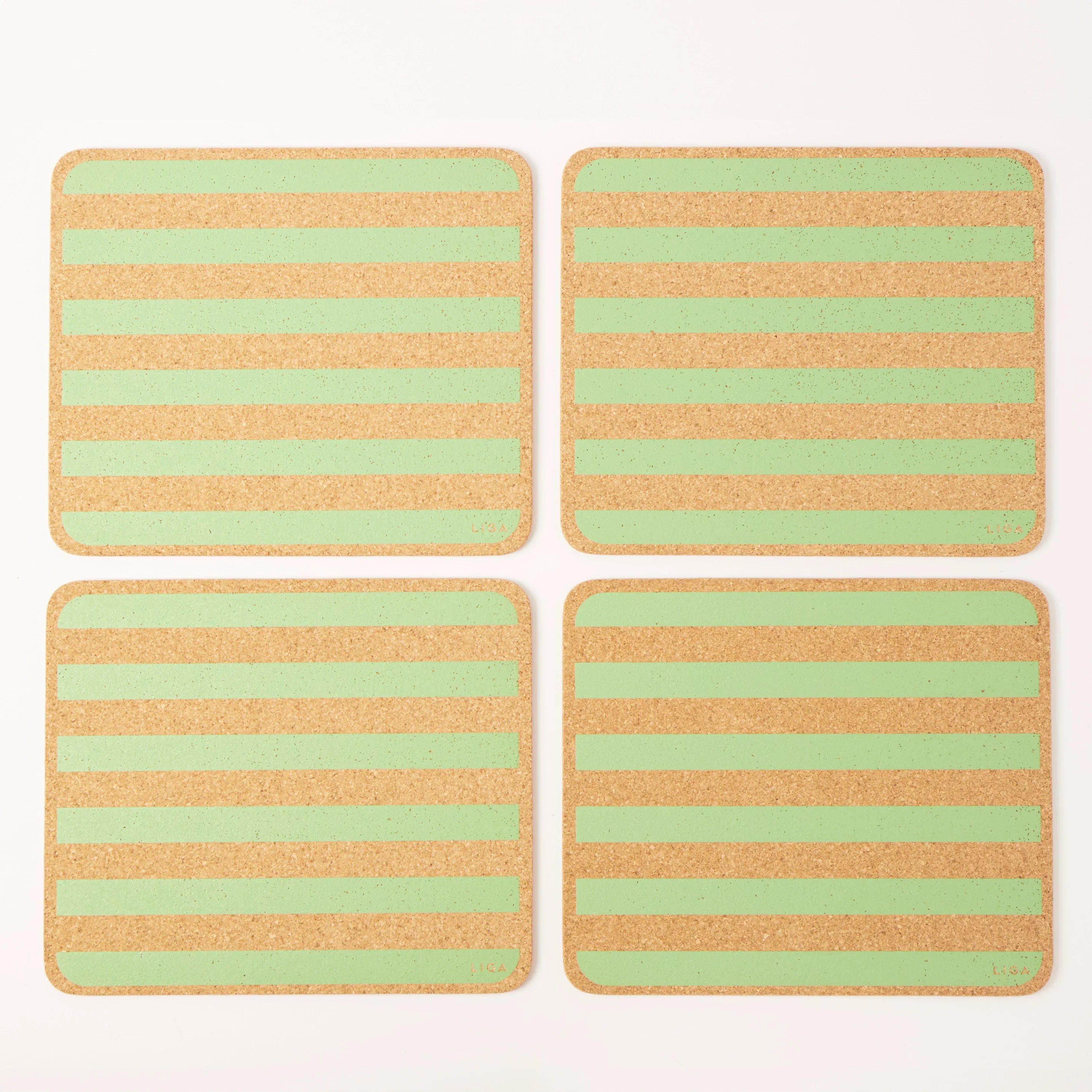 Cork Placemats | Candy Stripes - Green