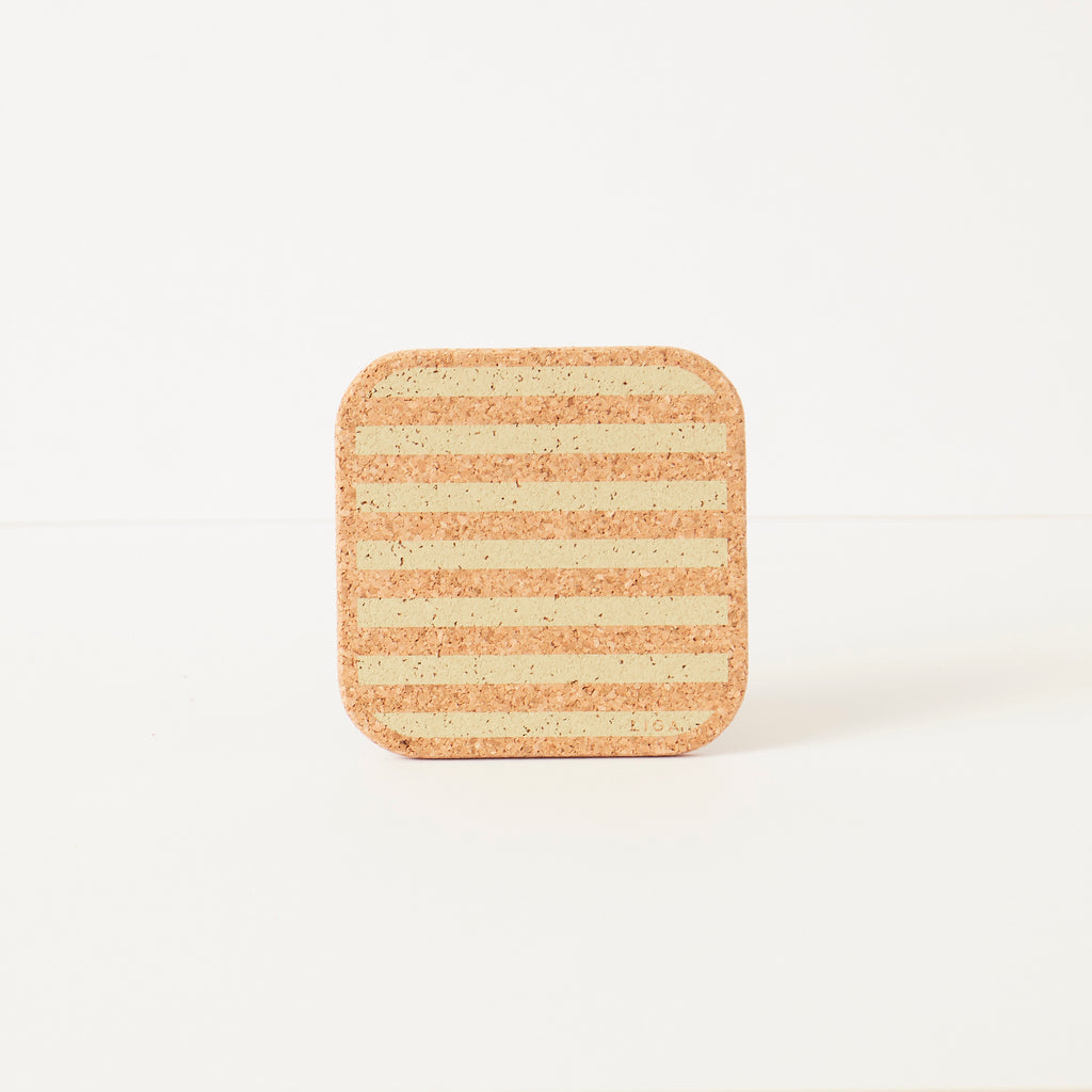 Cork Coasters | Candy Stripes - Olive
