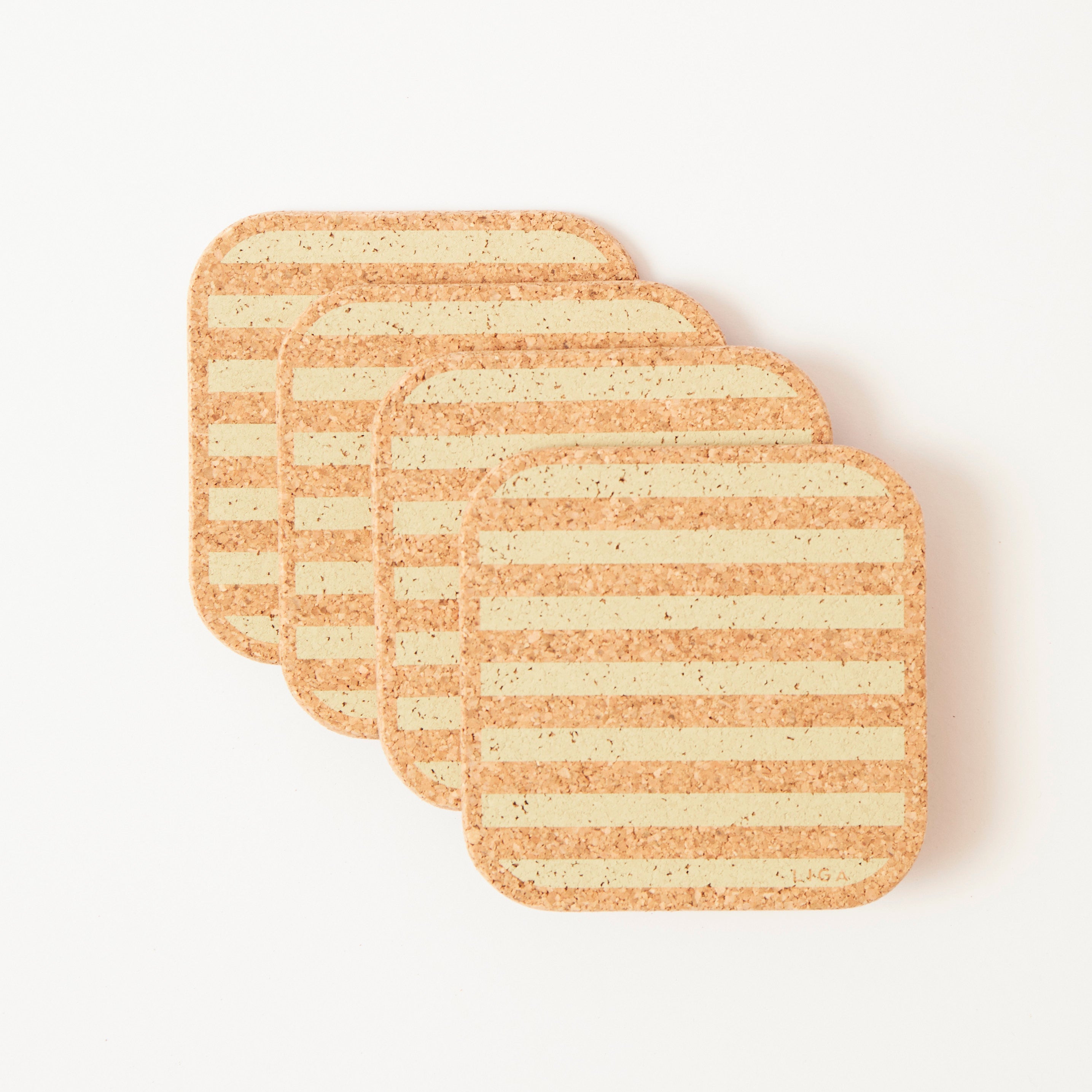 Cork Coasters | Candy Stripes - Olive
