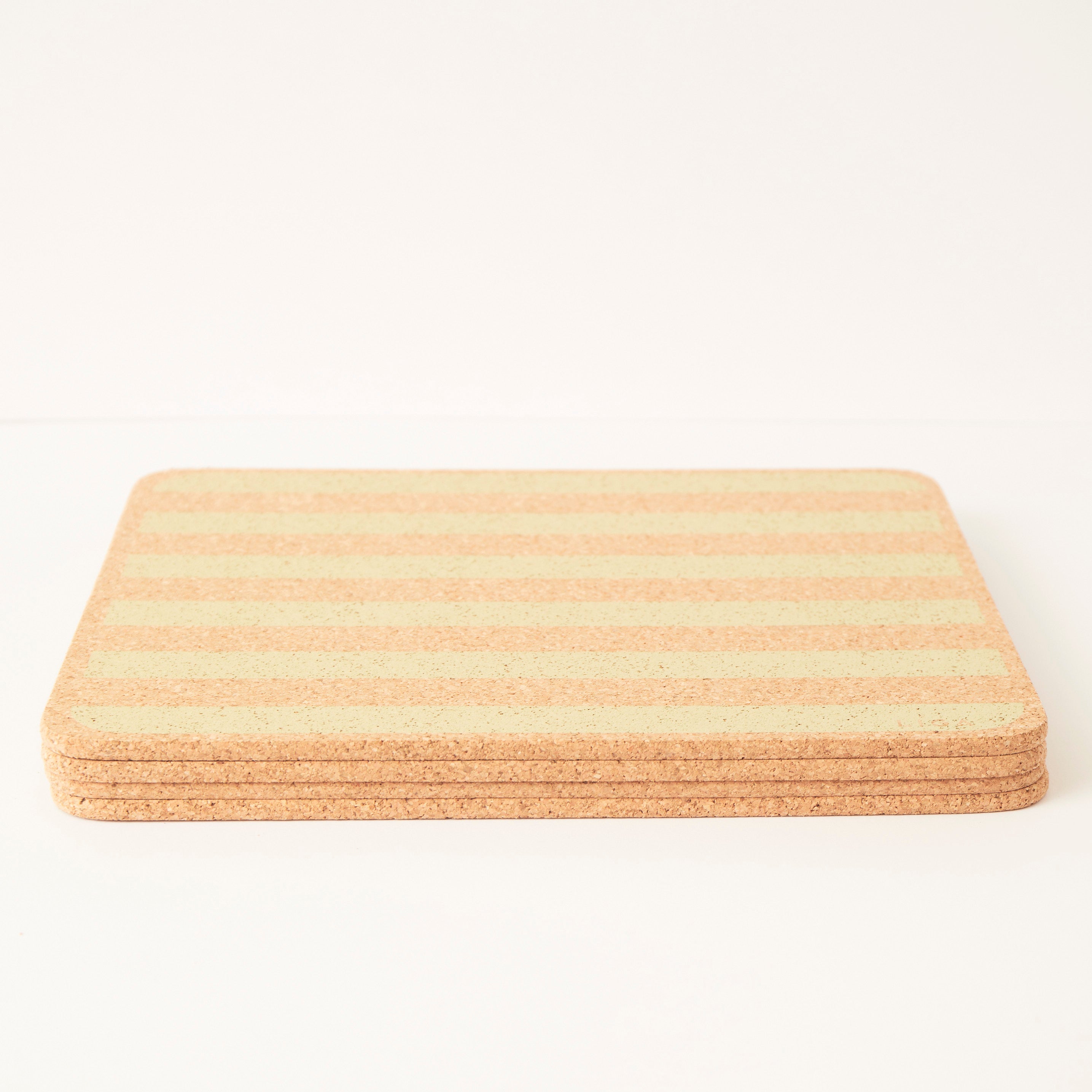 Cork Placemats | Candy Stripes - Olive