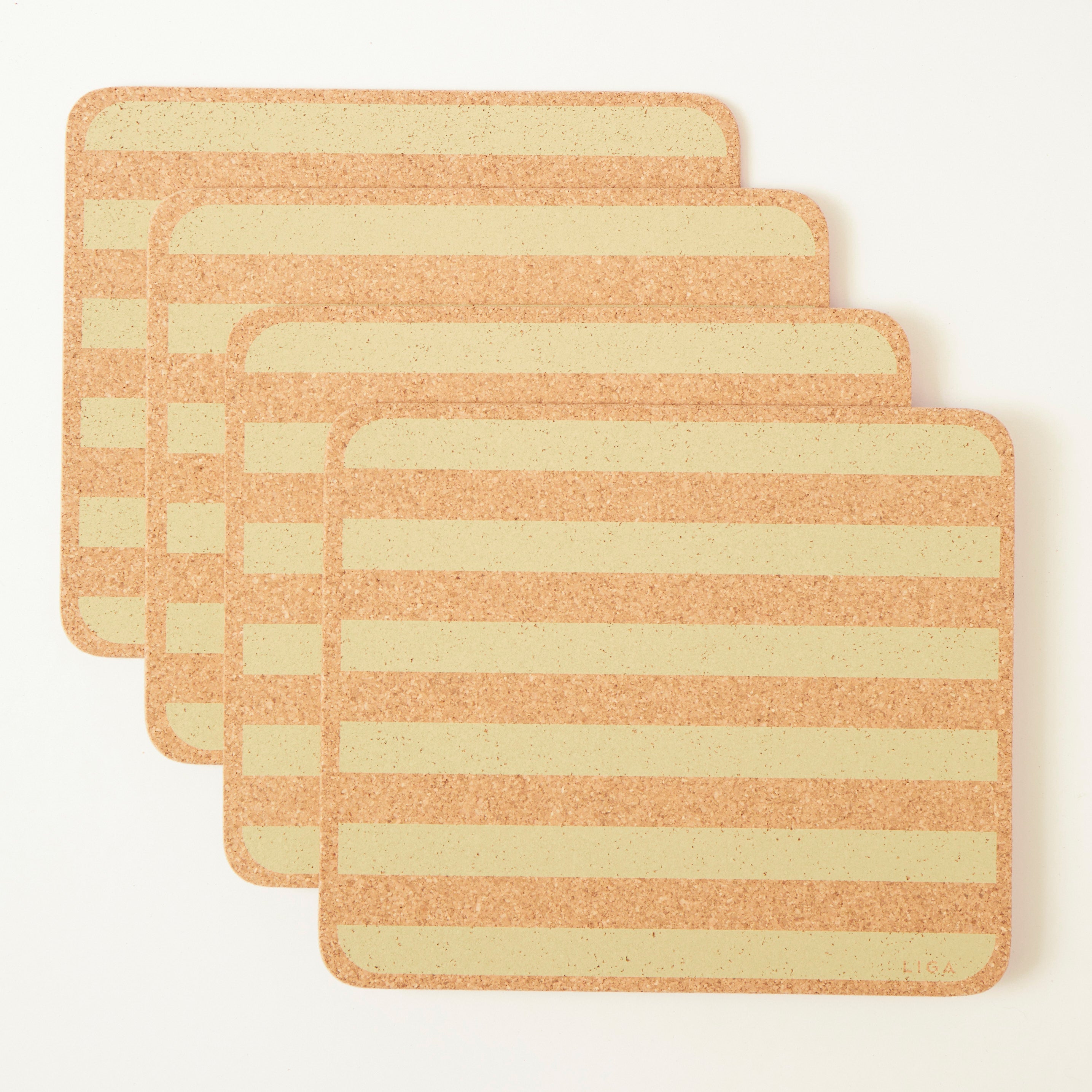 Cork Placemats | Candy Stripes - Olive
