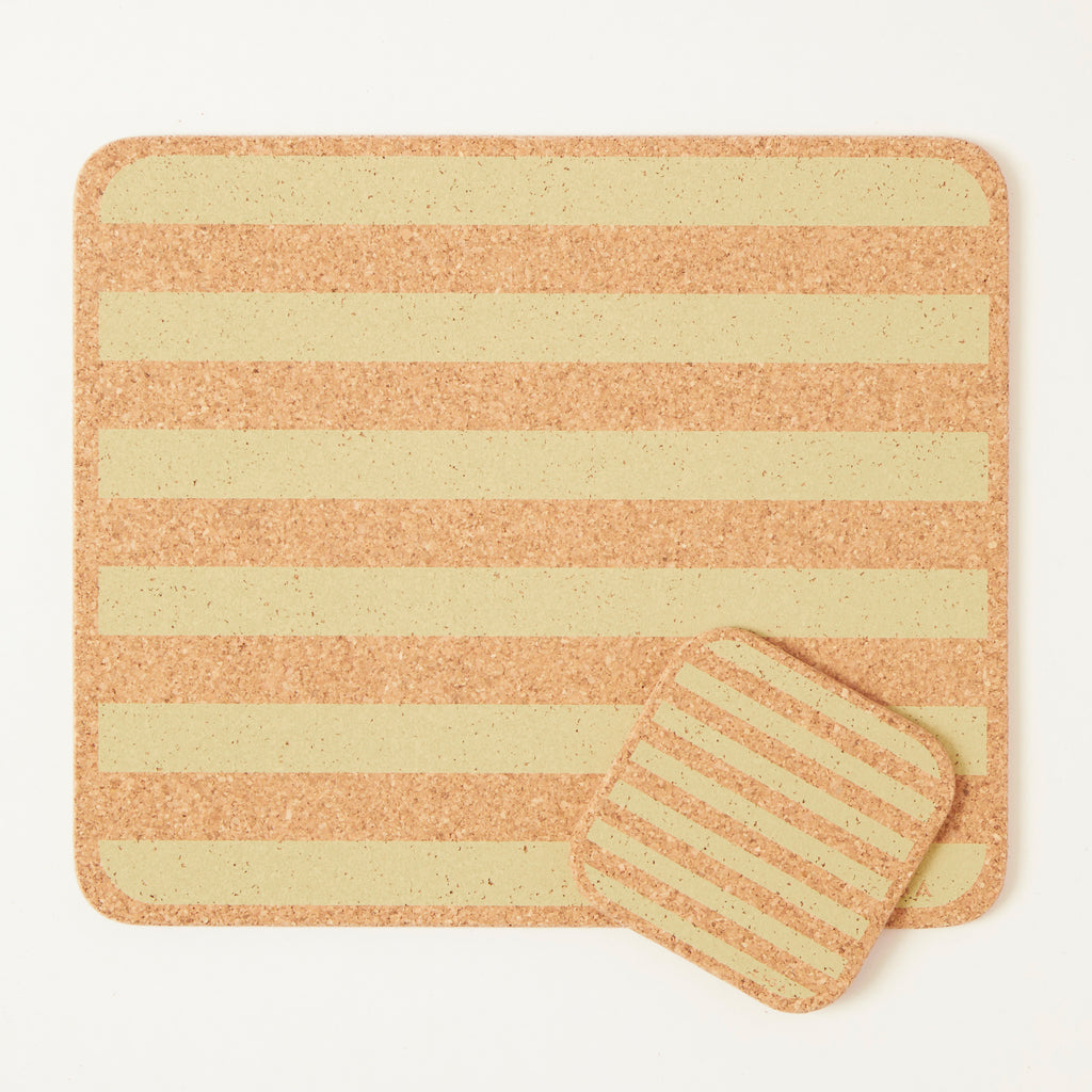 Cork Coasters | Candy Stripes - Olive
