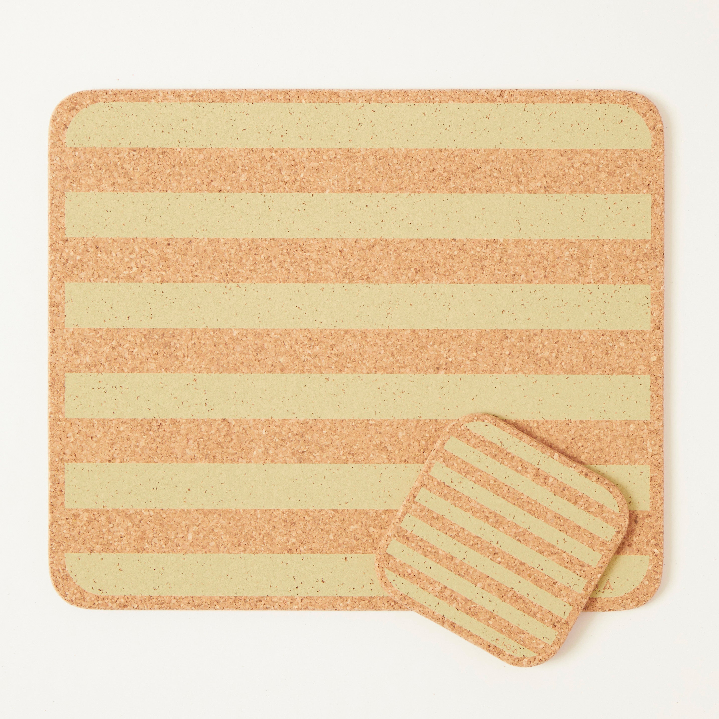 Cork Coasters | Candy Stripes - Olive