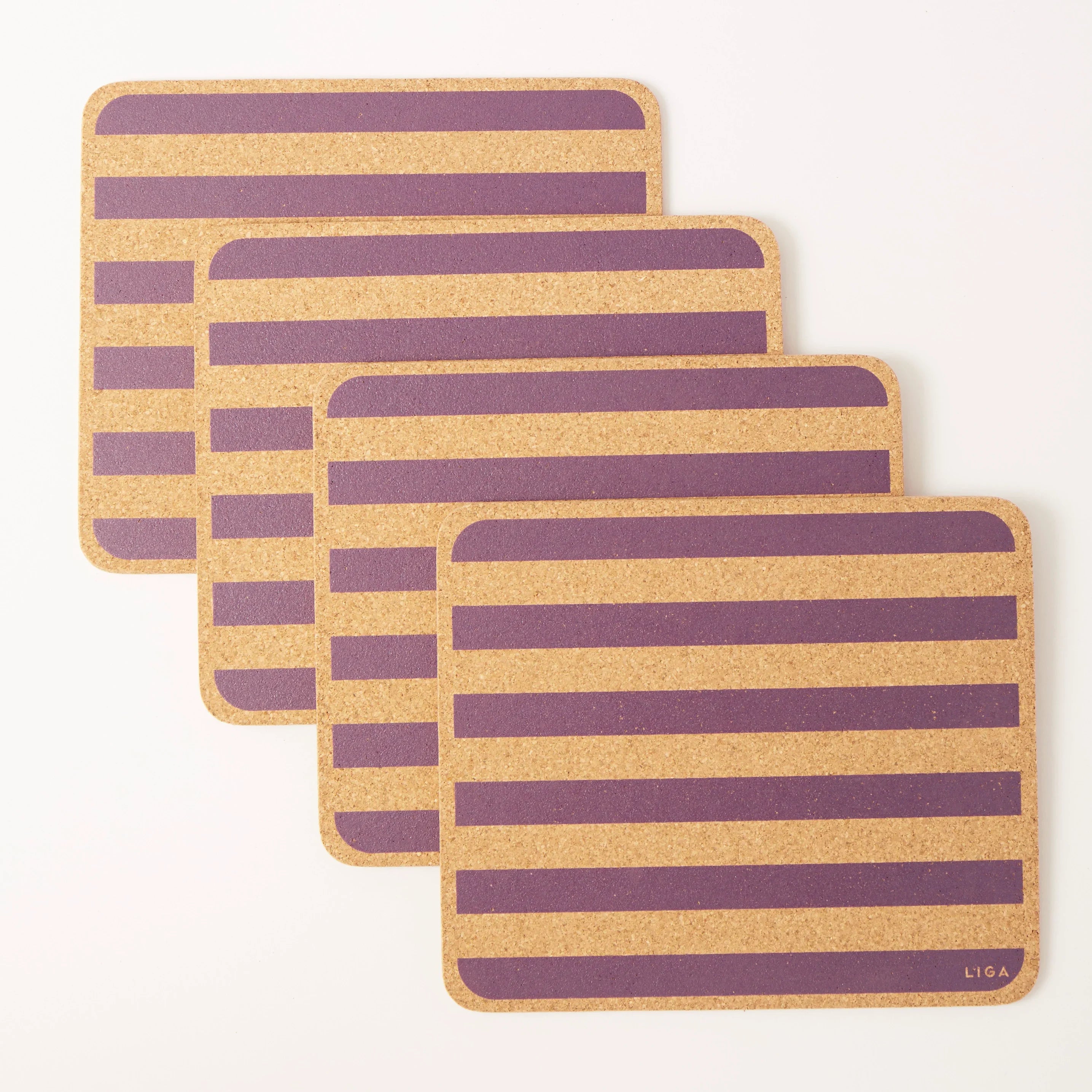 Cork Placemats | Candy Stripes - Purple