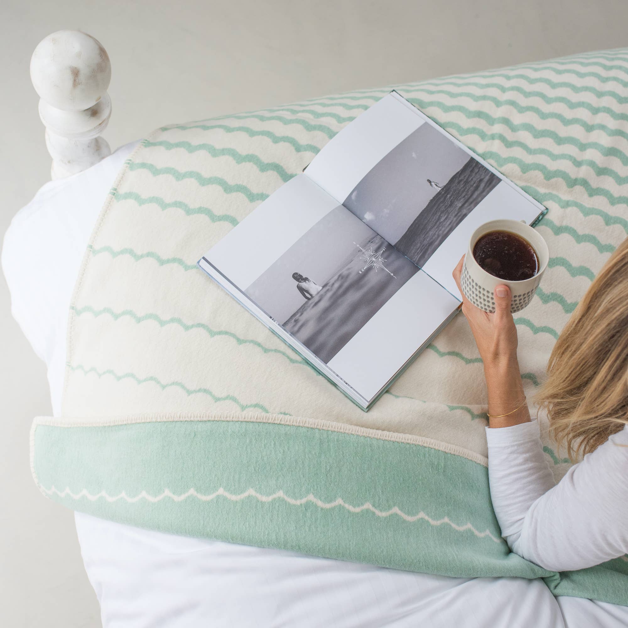 Recycled Cotton Blanket - Sea Foam Swell