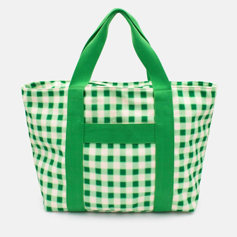 Blurred Plaid Green | Printed Carryall Tote Bag