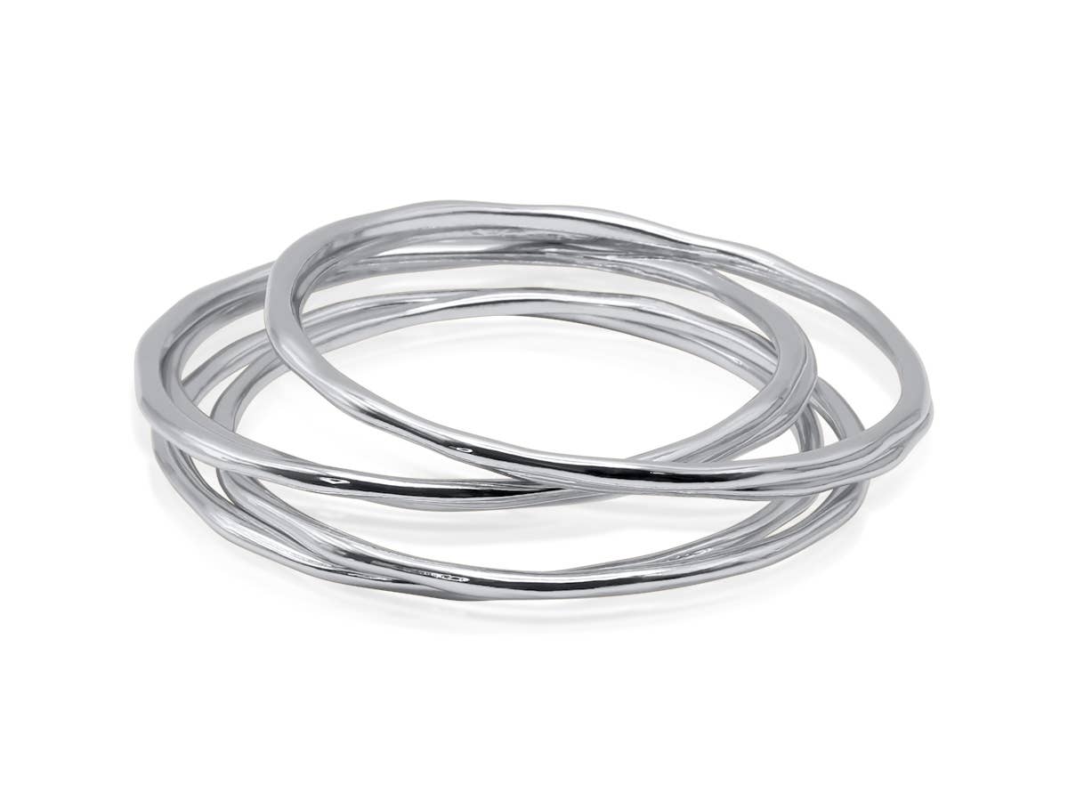 Bahia Textured Set of Bangle Bracelets | Silver