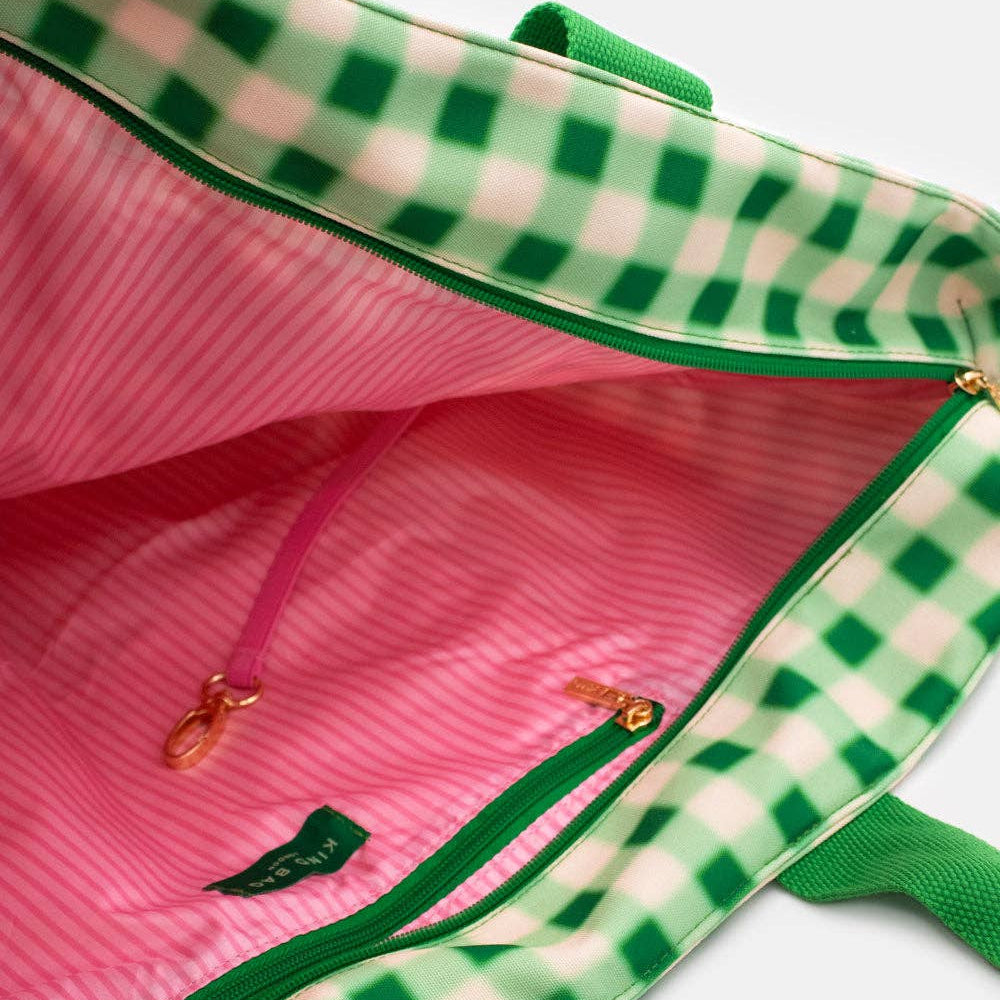 Blurred Plaid Green | Printed Carryall Tote Bag