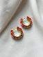 Floral Enamel Hoop Earrings | Red