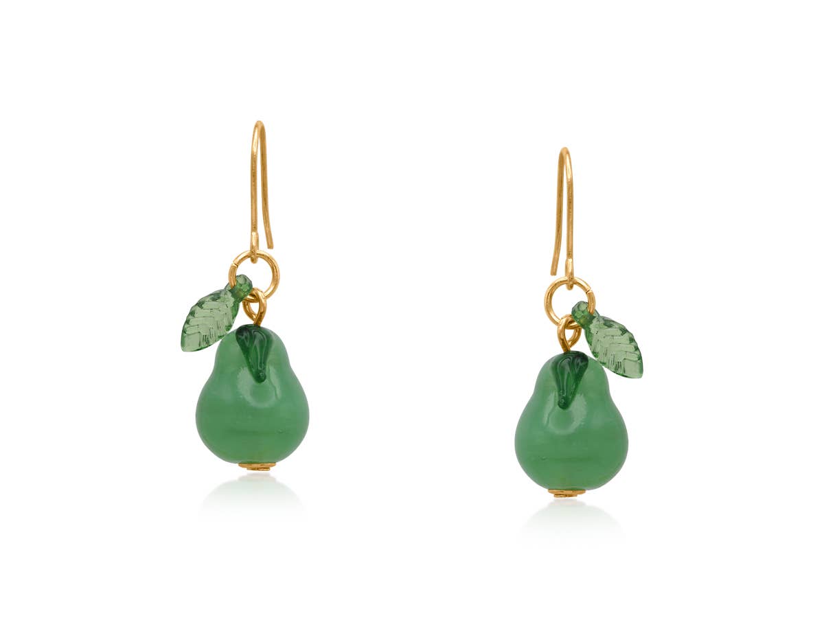 Pear Tiny Drop Earrings | Green