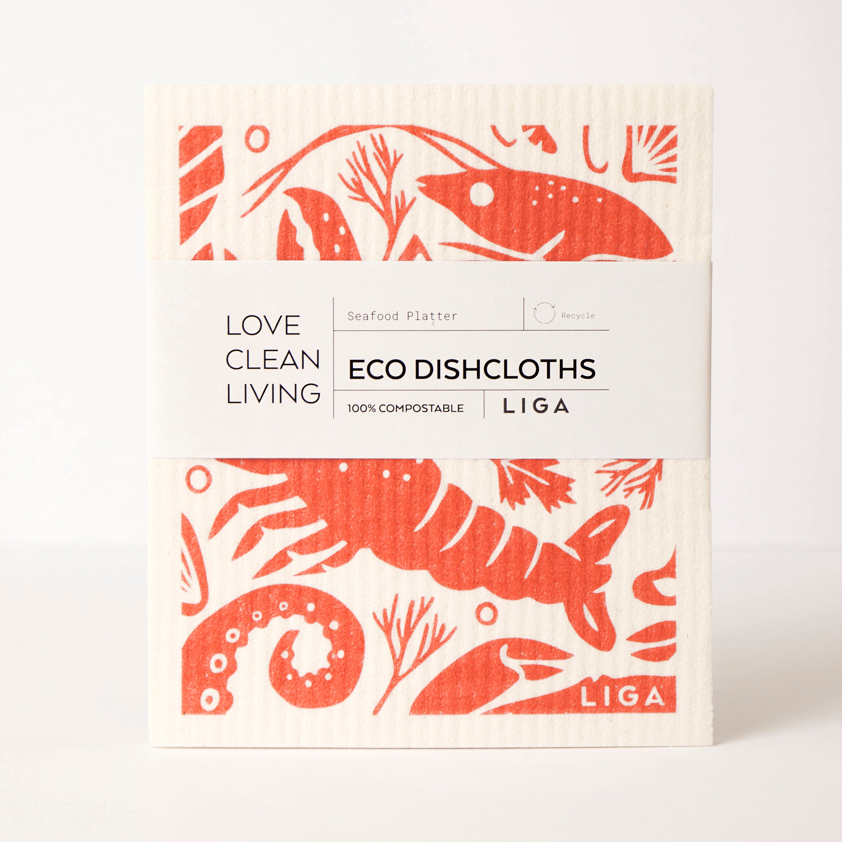 Seafood Platter | Cork and Tile Trivet, Tea Towel and Dishcloths