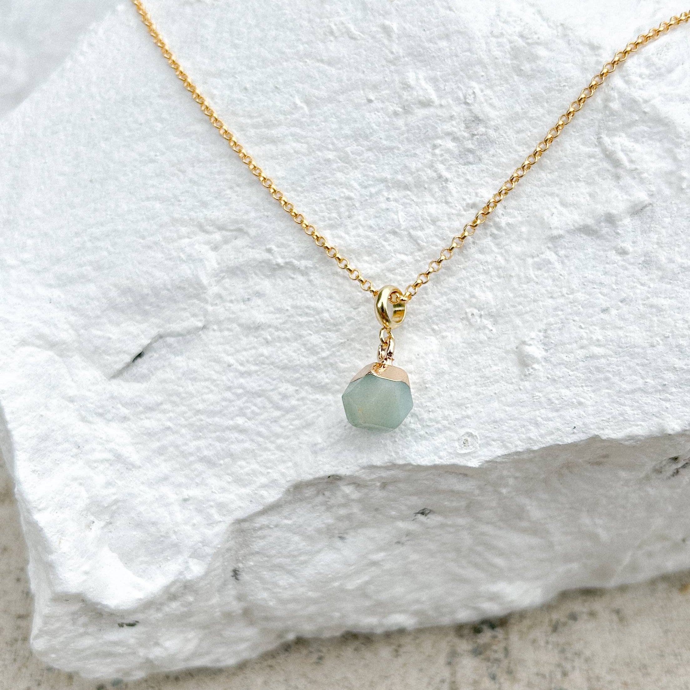 Amazonite Nugget Gold Plated Necklace