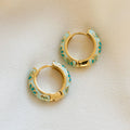 Floral Enamel Hoop Earrings | Mint