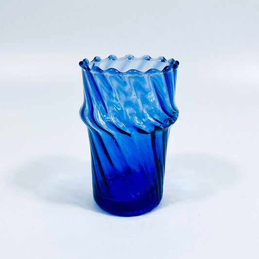 Moroccan Handmade Recycled Glass Petit Twist Tumbler - Blue